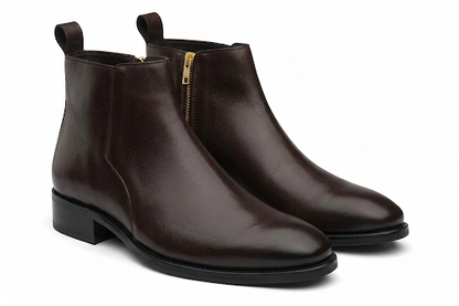 BRADFORD - BROWN LEATHER CUBAN HEEL BOOT