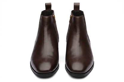 BRADFORD - BROWN LEATHER CUBAN HEEL BOOT
