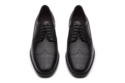 LONDON - BLACK HANDWOVEN LEATHER SHOES