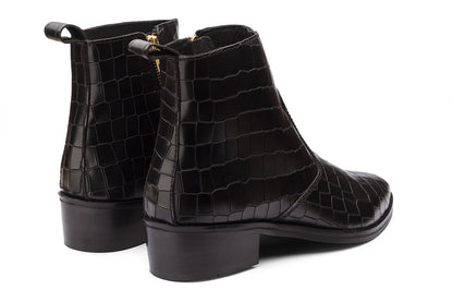 KAZAN - BLACK CROCO CUBAN HEEL BOOT
