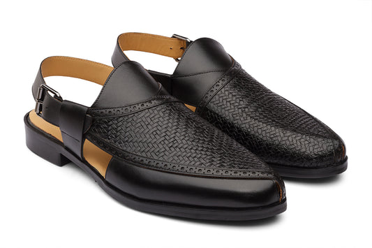 JAIPURIA - BLACK LEATHER SANDAL