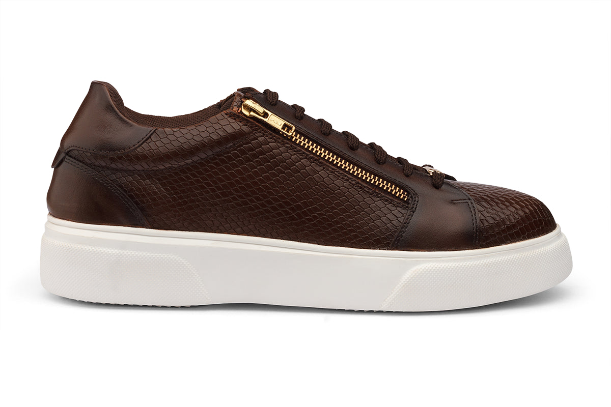 SEATTLE - CHESTNUT BROWN LEATHER SNEAKERS