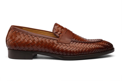 BRITAIN - TAN HANDWOVEN LEATHER SHOES