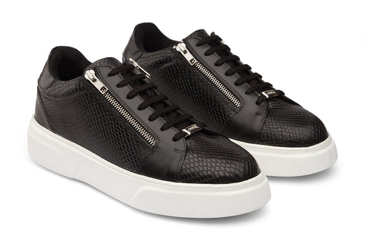SEATTLE - BLACK LEATHER SNEAKERS