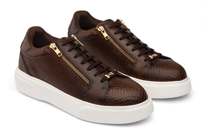 SEATTLE - CHESTNUT BROWN LEATHER SNEAKERS