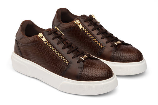 SEATTLE - CHESTNUT BROWN LEATHER SNEAKERS