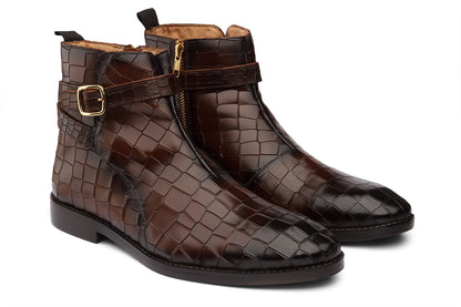 DERBEN - CHESTNUT BROWN LEATHER BOOT