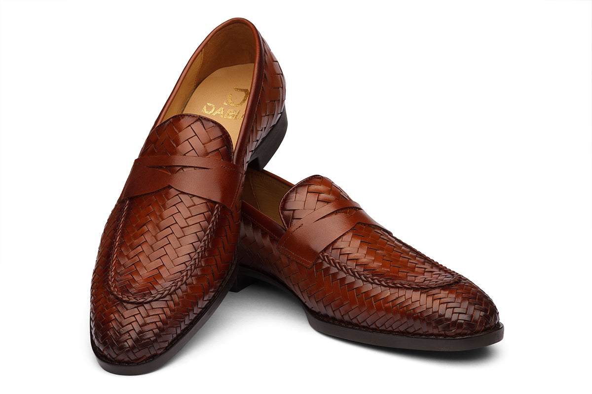 BRITAIN - TAN HANDWOVEN LEATHER SHOES